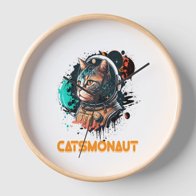 Catsmonaut Astronautenkatze oder Weltraumkatze Uhr (Vorderseite)