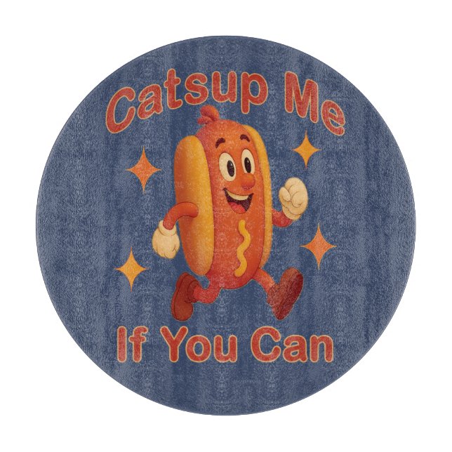 Catsup me if you can Funny Hot Dog - Ketchup Puff Schneidebrett (Vorderseite)