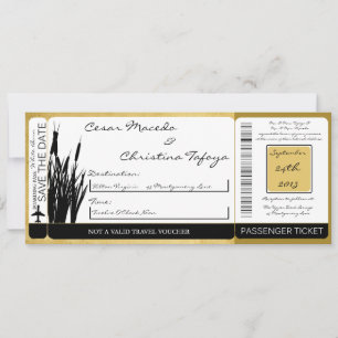 Cattail/Dragonfly Boarding Pass Einladung Hochzeit