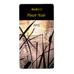 Cattails à Sunset Wine Étiquette