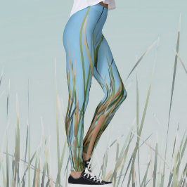 Cattails Abstrakt Chic Sky Blue Leggings