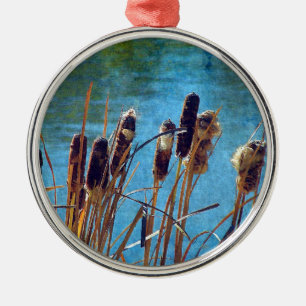 Cattails auf dem Teich Silbernes Ornament