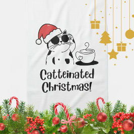 Catteinated Christmas Coffee and Cat Lover Holiday Geschirrtuch
