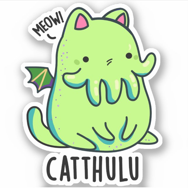 Catthulu Funny Cthulhu Cat Pun Aufkleber (Vorderseite)