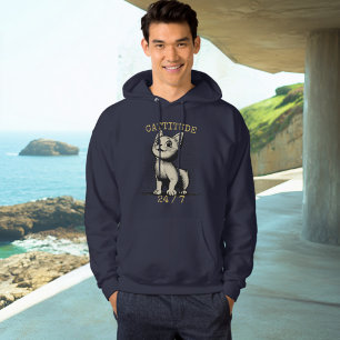Cattitude 24h/24 - Sweat à capuche chat toujours a
