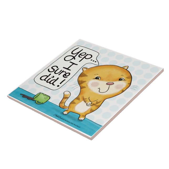 Cattitude-Cat Spills Coffee Fliese (Seite)