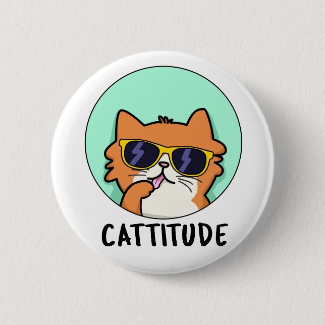 Cattitude Funny Attitude Cat Pub Button (Vorderseite)
