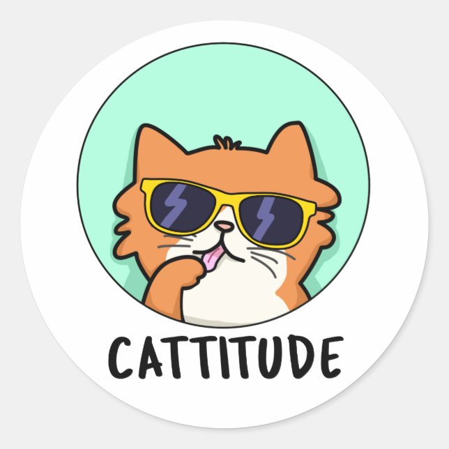 Cattitude Funny Cat Pub Runder Aufkleber (Vorderseite)