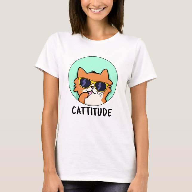 Cattitude Funny Cat Pub T-Shirt (Vorderseite)