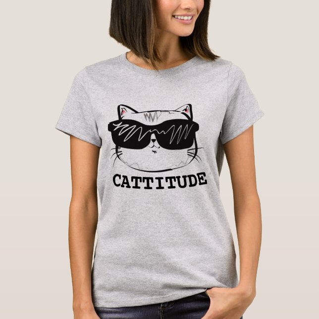 CATTITUDE Funny Chat T-Shirts (Devant)
