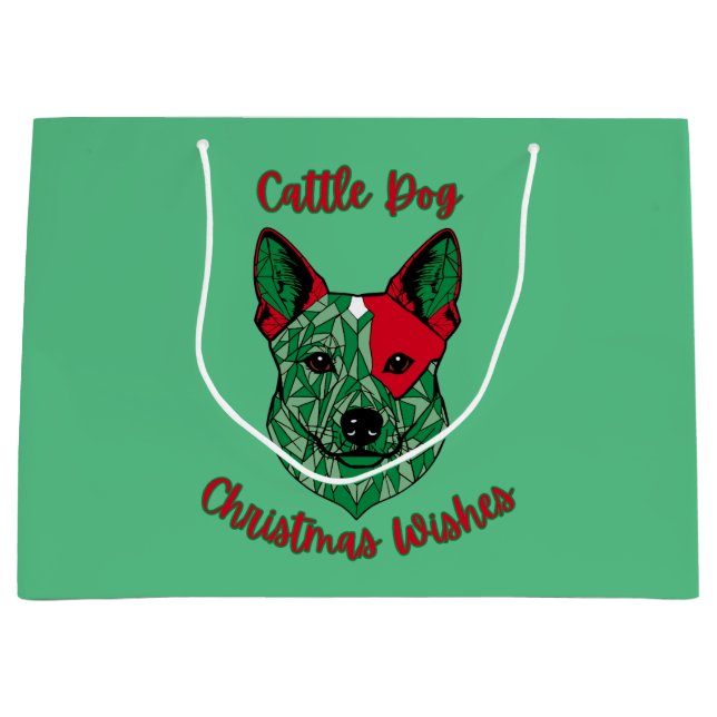 Cattle Dog Weihnachtswünsche Große Geschenktüte (Vorderseite)