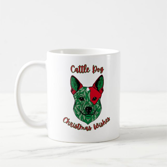 Cattle Dog Weihnachtswünsche Kaffeetasse (Links)