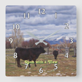 Cattle - Room with a View Quadratische Wanduhr