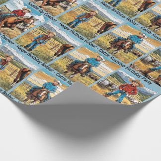 Cattle Roundup Boy's Birthday Personalize Name Geschenkpapier