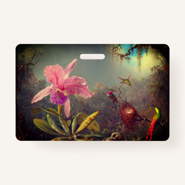 Cattleya Orchid and Three Hummingbirds Heade Ausweis (Vorderseite)