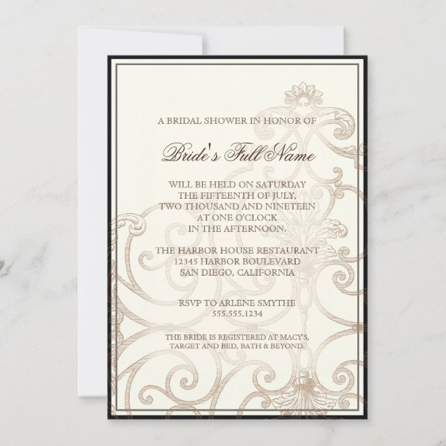 Cattleya Orchid Black Cream - Invitation Fête des  (Devant)