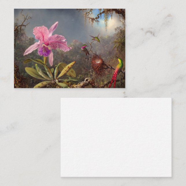 Cattleya Orchid und Three Hummingbirds by Heade Mitteilungskarte (Vorne/Hinten)