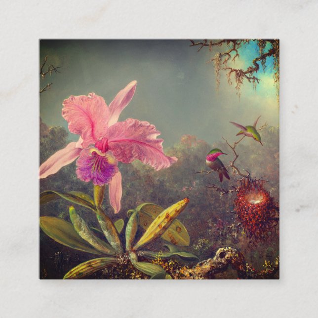 Cattleya Orchid und Three Hummingbirds Heade Begleitkarte (Vorderseite)
