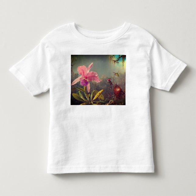 Cattleya Orchid und Three Hummingbirds Heade Kleinkind T-shirt (Vorderseite)