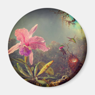Cattleya Orchid und Three Hummingbirds Heade Magnet