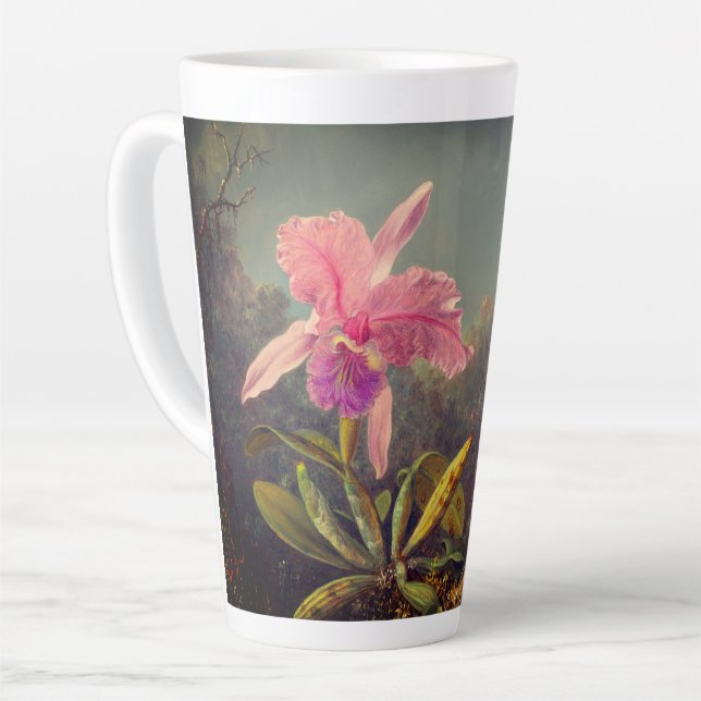 Cattleya Orchid und Three Hummingbirds Heade Milchtasse (Linke Ecke)