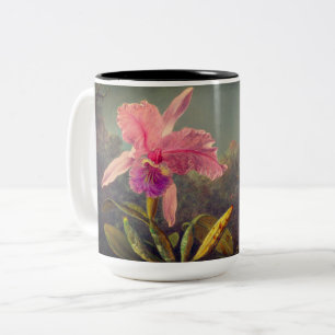 Cattleya Orchid und Three Hummingbirds Heade Zweifarbige Tasse