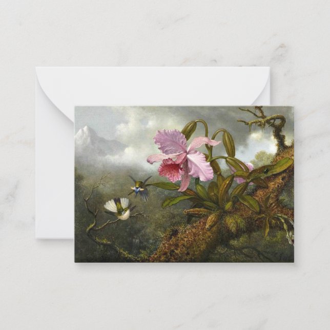 Cattleya Orchid, zwei Hummingbirds und ein Käfer Mitteilungskarte (Vorderseite)