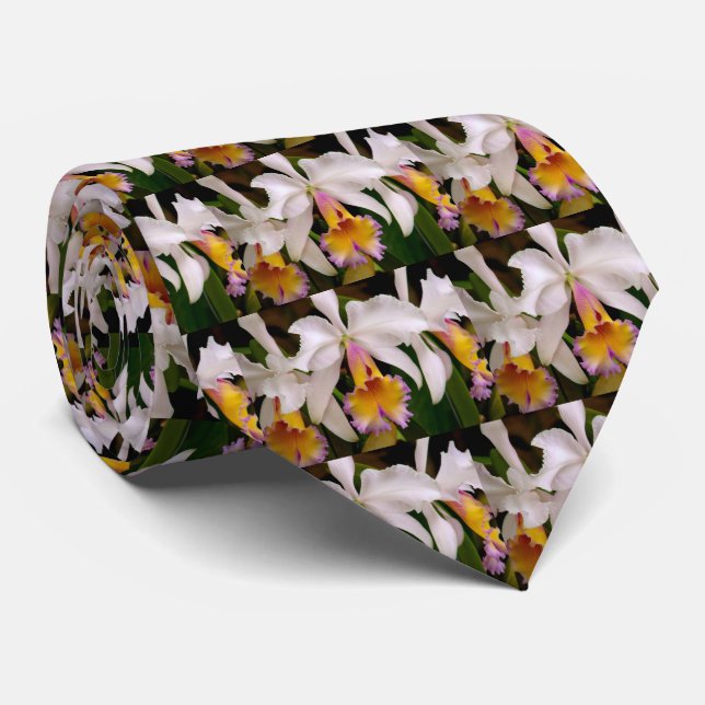 Cattleya Orchids Men's Krawatte (Gerollt)