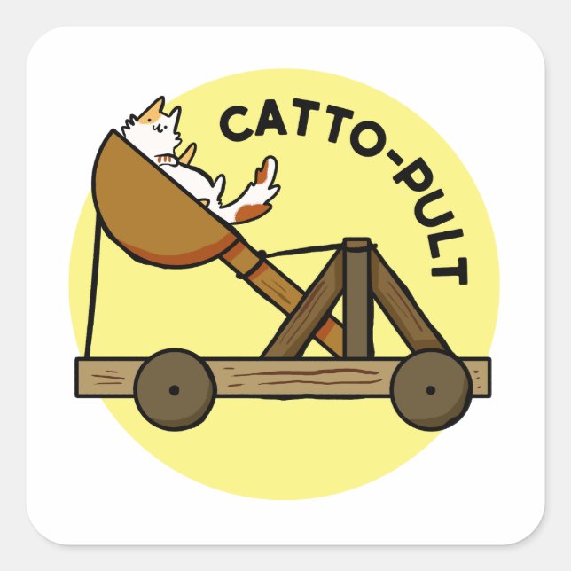 Catto-pult Cat Pun Sticker (Vorderseite)