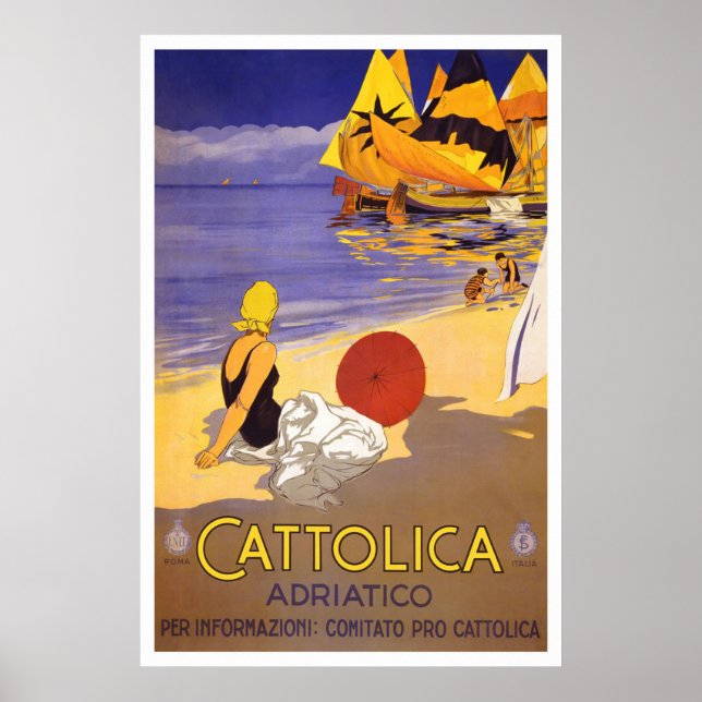 "Cattolica" Vintages italienisches Reiseplakat Poster (Vorne)