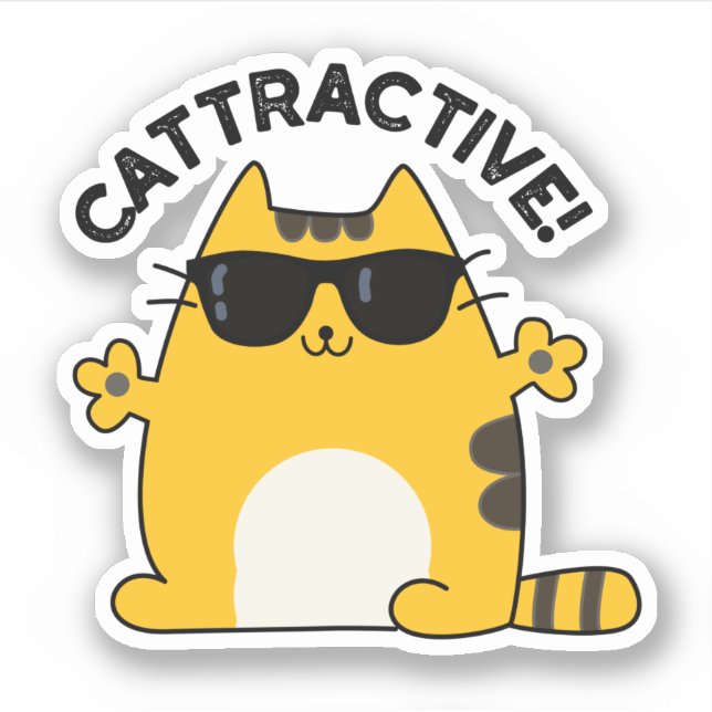 Cattraktiver, sonniger, attraktiver Cat Pub Aufkleber (Vorderseite)