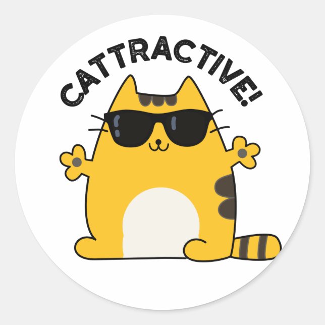 Cattraktiver, sonniger, attraktiver Cat Pub Runder Aufkleber (Vorderseite)