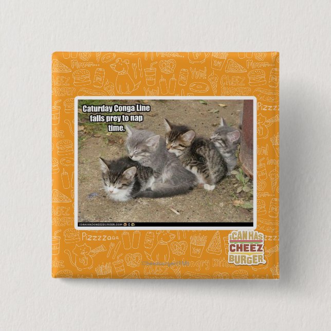 Caturday Conga-Linie Button (Vorderseite)
