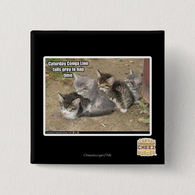 Caturday Conga-Linie Button (Vorderseite)