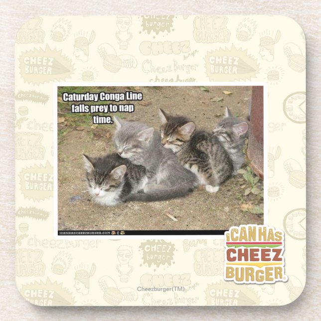 Caturday Conga-Linie Getränkeuntersetzer (Vorderseite)