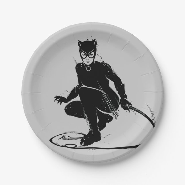 Catwoman Ink Brush Pose Pappteller (Vorderseite)
