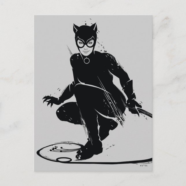 Catwoman Ink Brush Pose Postkarte (Vorderseite)