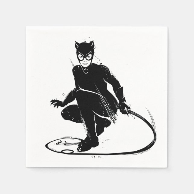 Catwoman Ink Brush Pose Serviette (Vorderseite)
