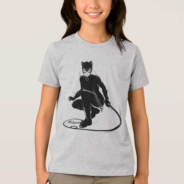 Catwoman Ink Brush Pose Tri-Blend Shirt (Vorderseite)