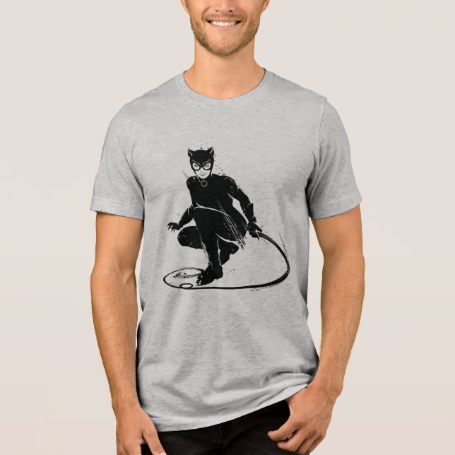 Catwoman Ink Brush Pose Tri-Blend Shirt (Vorderseite)
