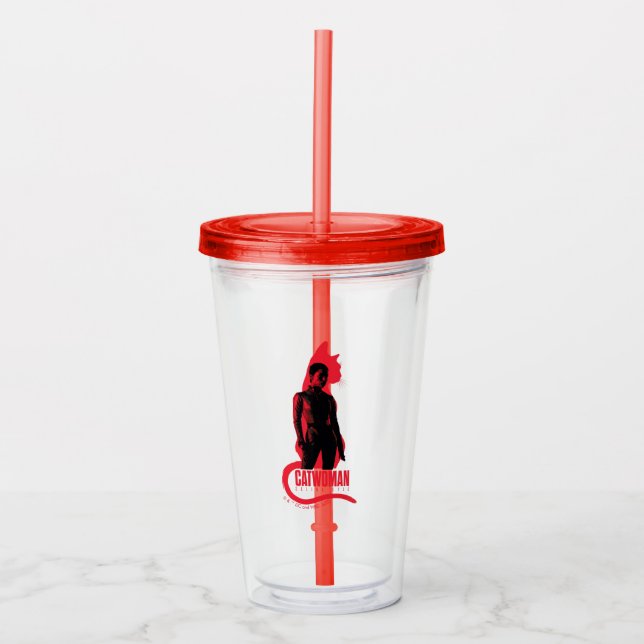 Catwoman Selina Kyle Cat Silhouette Acryltrinkbecher (Vorderseite)