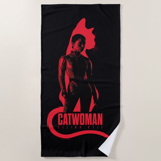 Catwoman Selina Kyle Cat Silhouette Strandtuch (Vorderseite)