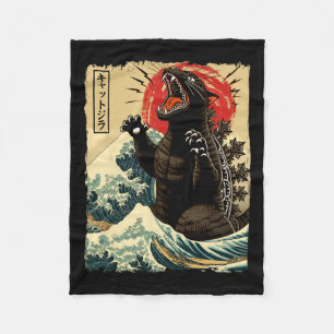 Catzilla Cat Art Funny Cat Japanisch für Männer Fr Fleecedecke