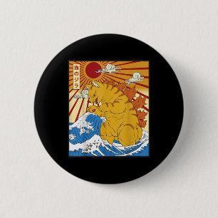 Catzilla Cat Japanese Anime Kawaii Funny Graphic T Button