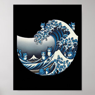 Catzilla Cat Japanisch Kunst Funny Cat Geschenke f Poster