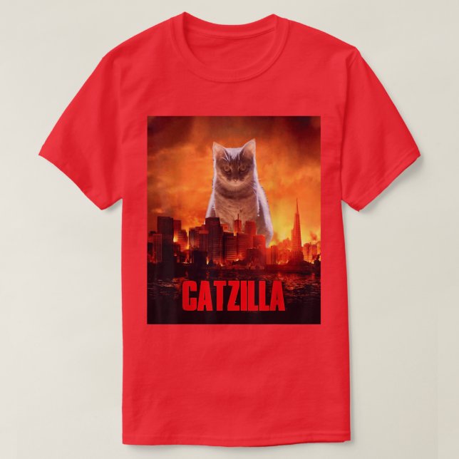Catzilla Cat Kitten Lover  T-Shirt (Design vorne)