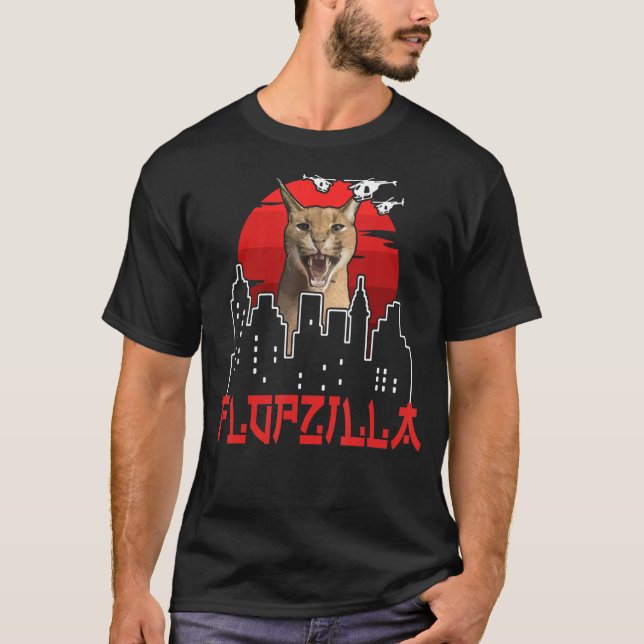 Catzilla Funny big floppa meme Flopzilla Caracal C T-Shirt (Vorderseite)