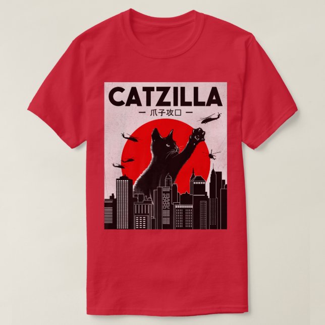 Catzilla Funny Cat , Funny Cat , Cat Lover T-Shirt (Design vorne)