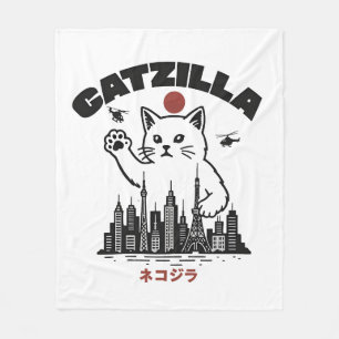Catzilla - Funny Cat Godzilla Parody Fleecedecke