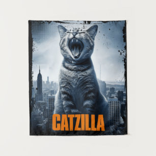 Catzilla Funny Chat Mème Poster Tapisserie